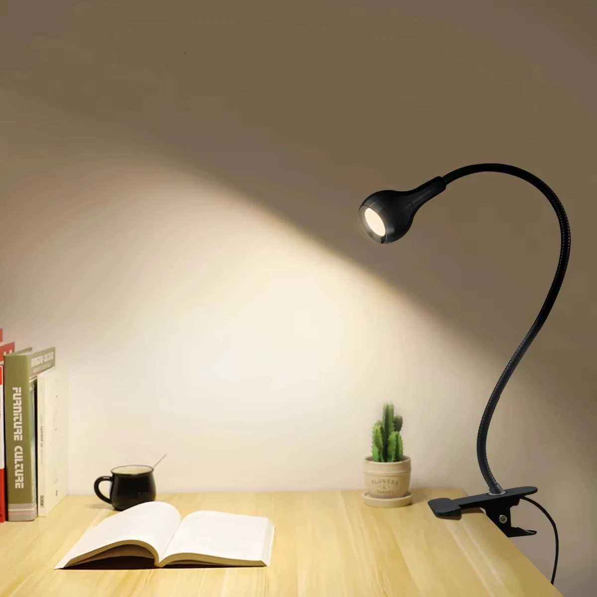 USB Flexible Desk Lamp with Clip Holder LED Reading Book Light 360 Folding Bedside Table Night Lamp for Bedroom Office Study M251120