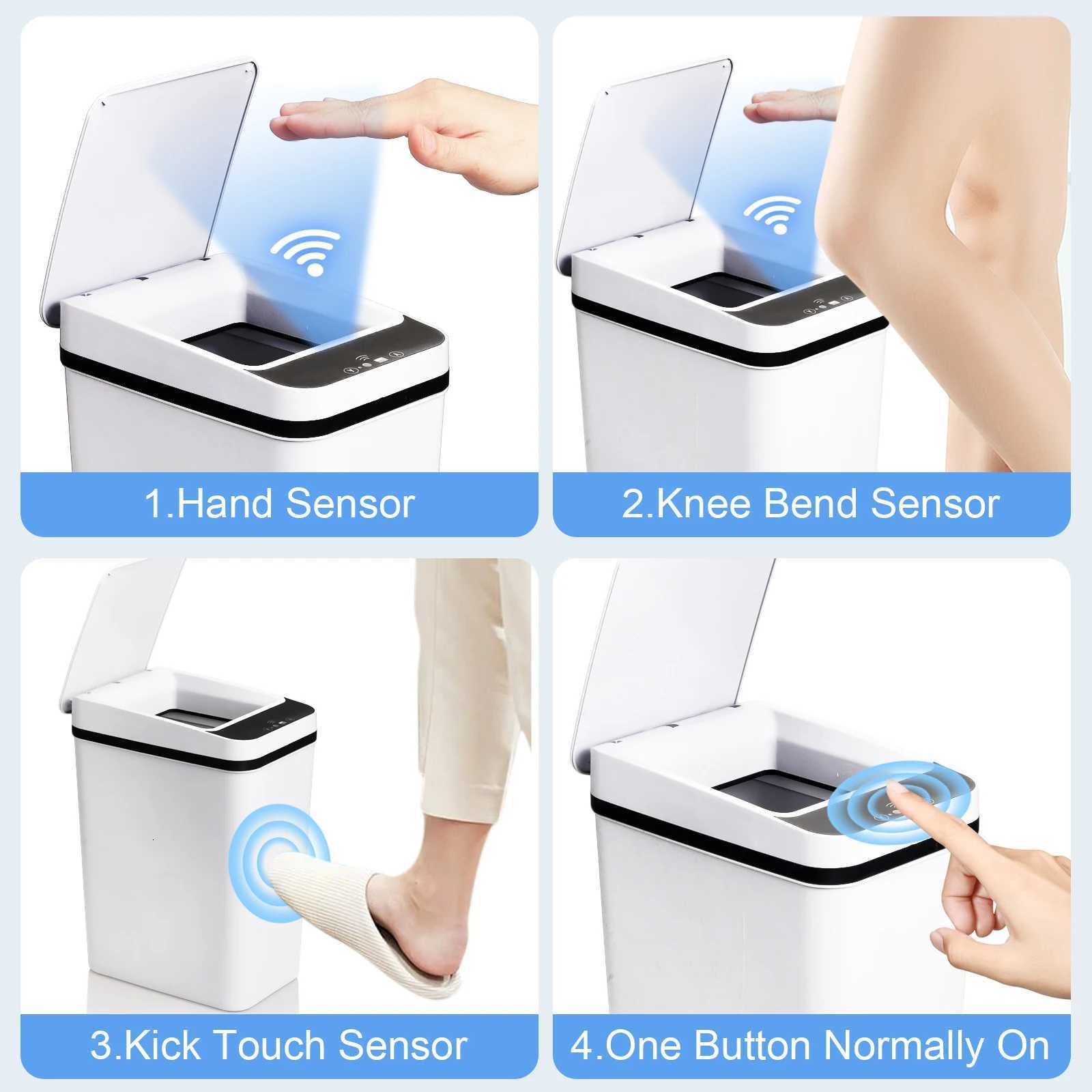 2 Pack 12L Bathroom Automatic Trash Cans Touchless Motion Sensor Slim with Lid for Bathroom Bedroom Living Room Office White C251120