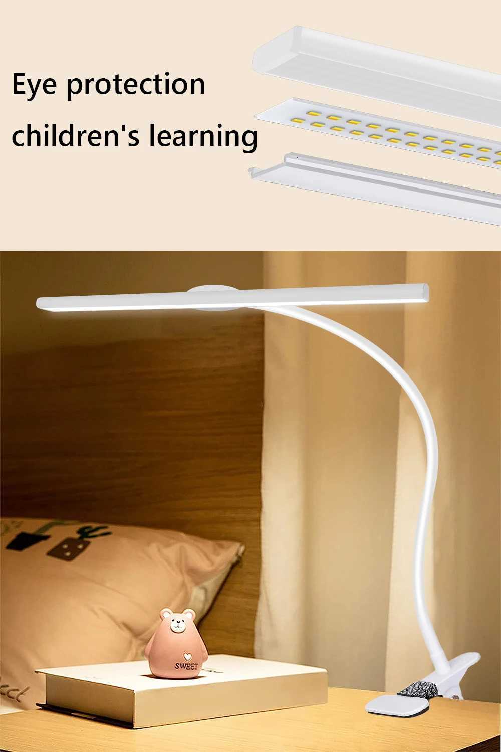 Desk Lamp LED Dimmable 10W 40CM Desk Lamp Clampable Eye Protection Clamp Light 3 Colour Temperature10 Brightness M251120