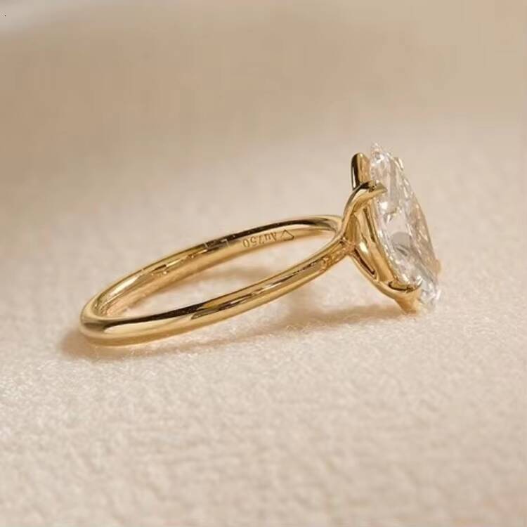 Solitaire 4 Prongs 18K Yellow Gold 2CT 25CT Marquise Moissanite Women Diamond Rings Fine Jewelry Rings
