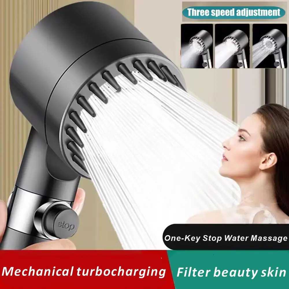 New High Pressurized Filter Shower Head 3-mode Adjustable Spray Filter Massage Brush Rain Faucet Shower Set Bathroom AccessoryM251120