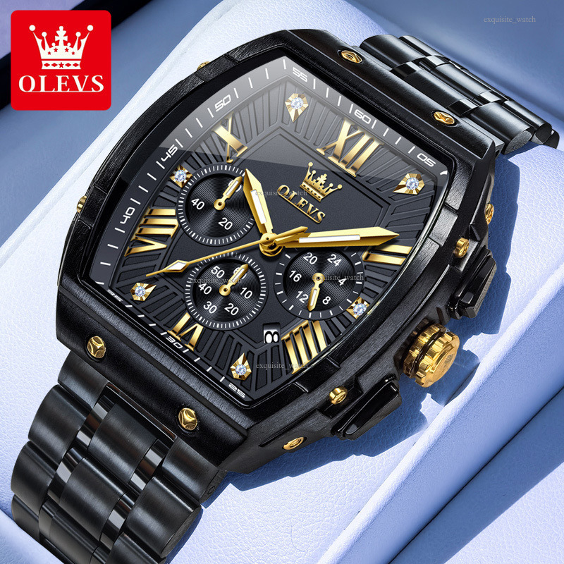 OLEVS Designer Men's Watch Bucket Multi-functional Best-selling Waterproof Steel Band Quartz Men's Gold Luxury Watch Free Delivery And Whole