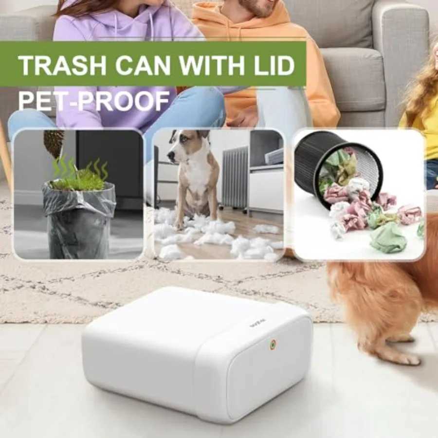 Small Trash Can with Lid 26 Gallons 92 Qt Garbage Can with Press Top for RV Bathroom Kitchen Bedroom Office White Dog Proof P C251120