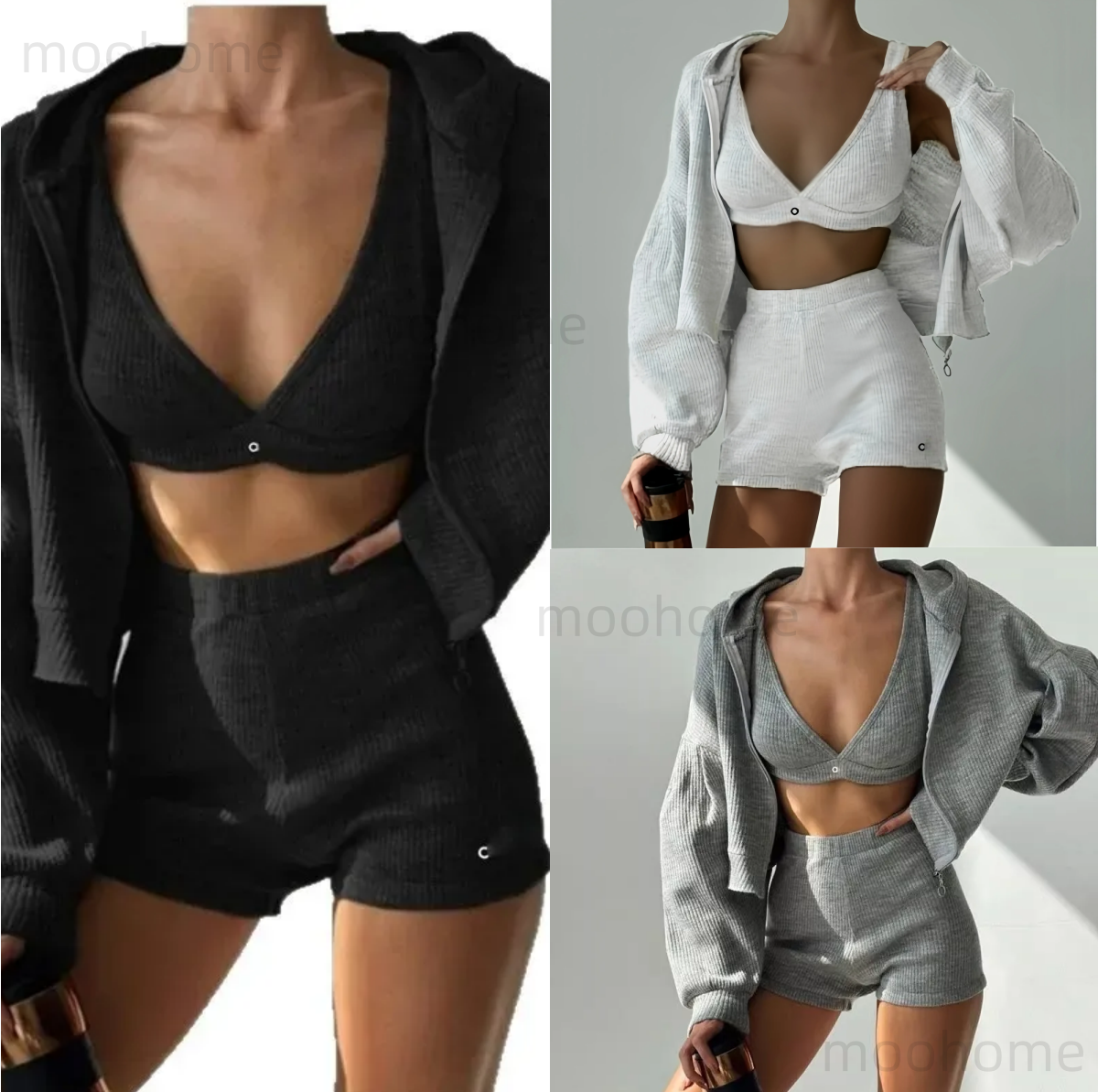 Designer Women Yoga Outfit 3 Piece Set Zip Up JacketSet Gym Clothes Line Design Comfortable Workout Slim Fit Fitness Running Gym Leggings breathable yoga suit 2025