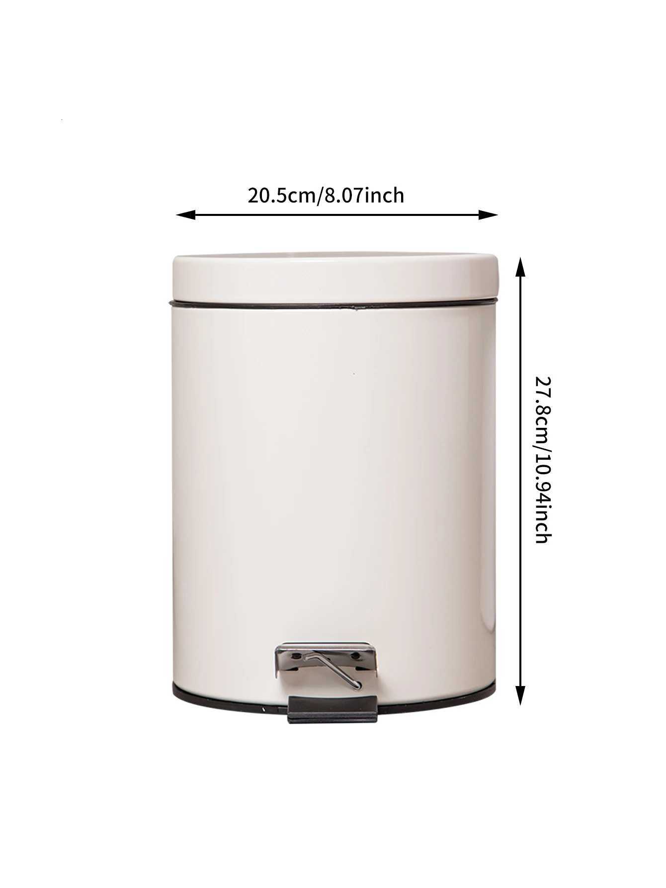 1 Pc 5L White Round Lidded Trash Can Foot Pedal Garbage Bin with Removable Liner Bucket for Kitchen Bathroom Hotel C251120