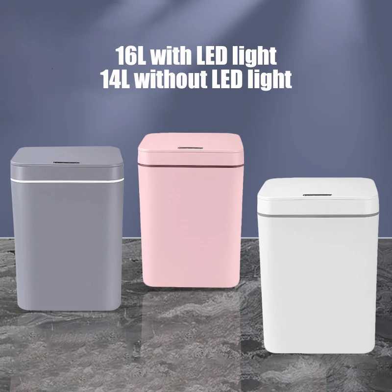16L Smart Induction Trash Can USB Charging Rubbish Can HomeKitchen Touch Sensor Garbage Bucket Free 1 Rolls Of Garbage Bags C251120