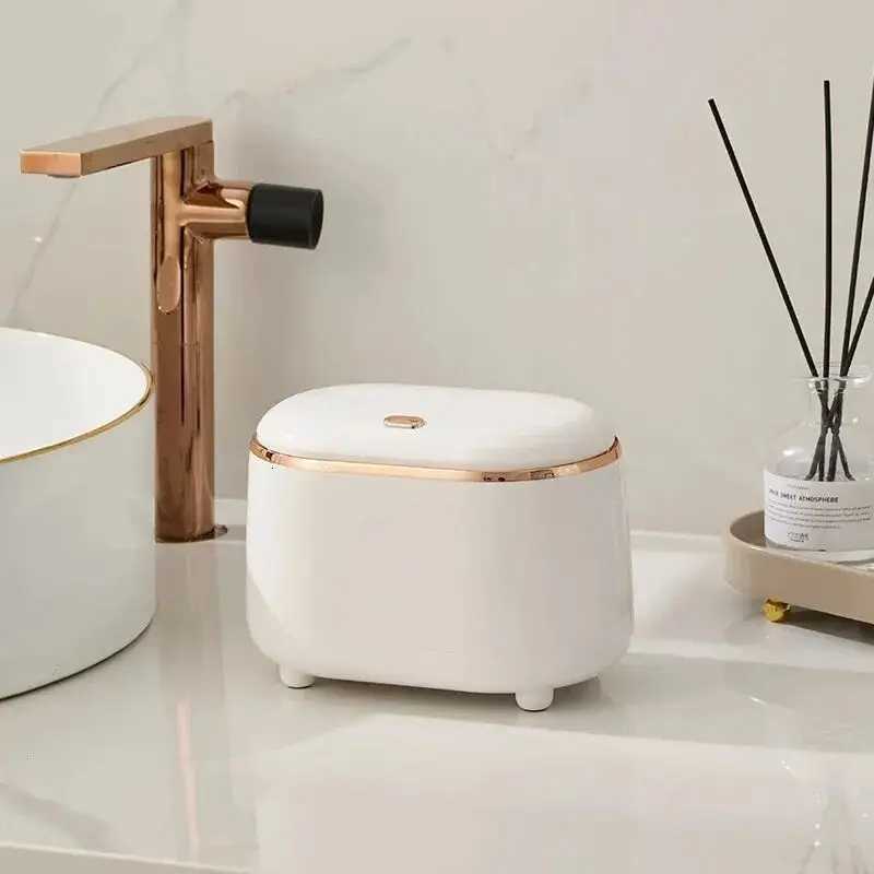 Beishan Mini Desktop Trash Can With Lid Light Luxury Plastic Press Type Trash Can For Bathroom Office Bedroom Living Room C251120