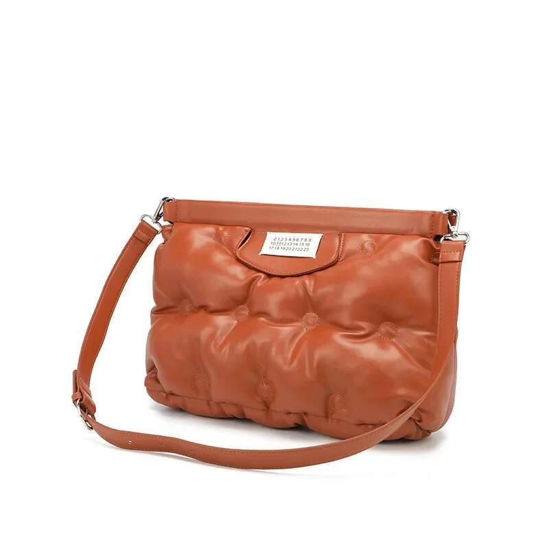 Designer Leather Handbags 2024 Summer New Nichedesign Unique Down Cloud Space Cotton Pillow Soft Leather Crossbody Bag Fashionable Single Strap