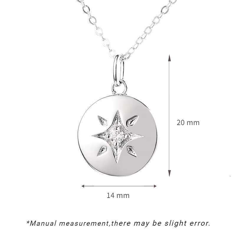 Premium Jewelry Pure Sier Galrming VVS Moissanite Pendant Star Coin Disc Collarbone Necklace Unisex Girl