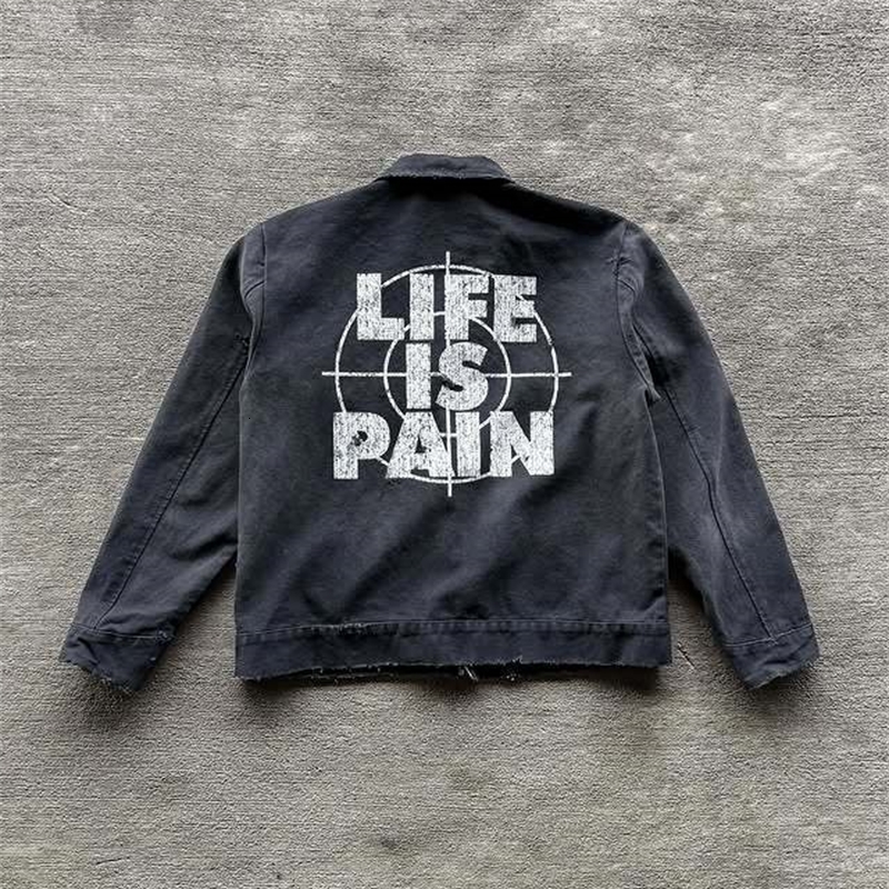 Retro Street y Zipper Jacket Classic Black Patch Fashion Casual Durable Cotton Fabric Daily Wear 250409