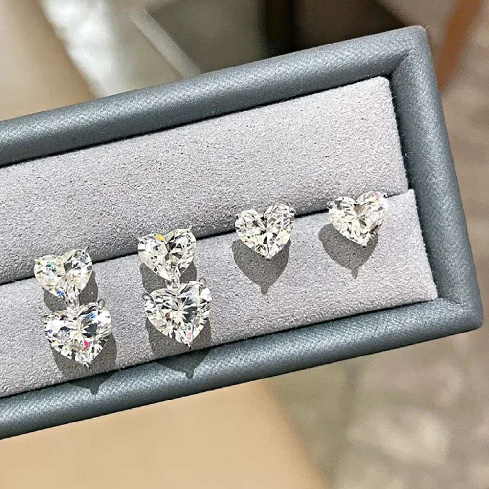 GRA Certified Heart Cut Moissanite Drop Earrings for Women 3/6cttw Quality Lab Dia S Sterg Sier Bride Jewelry