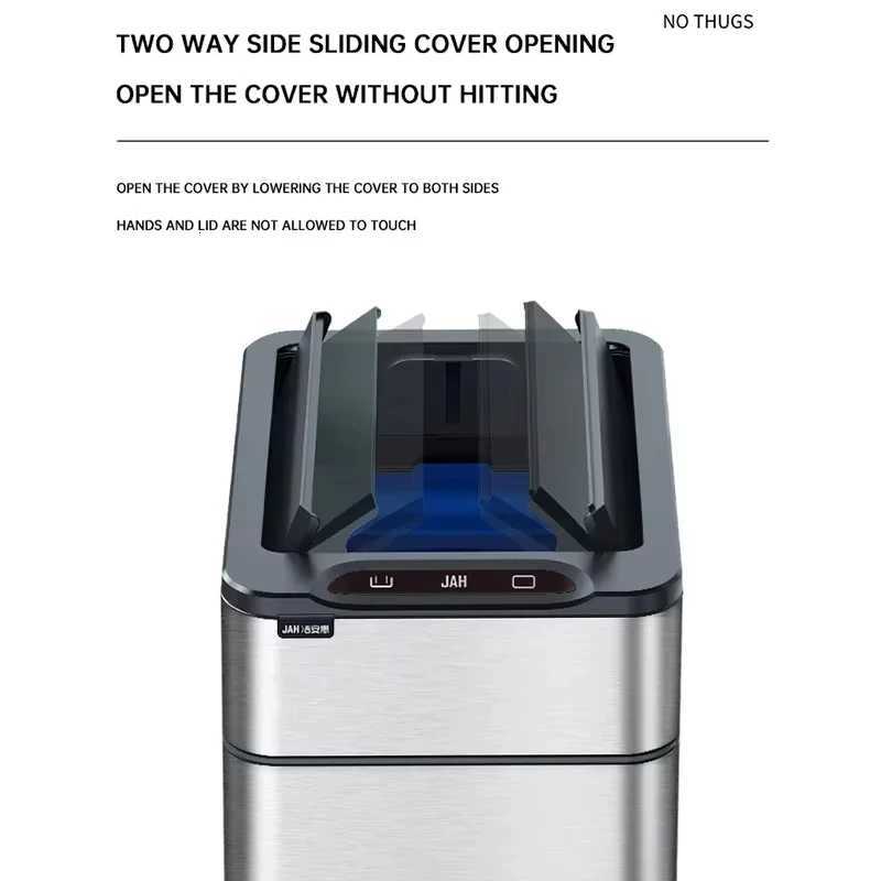 20/40/50/60LSmart Sensor Trash Can Waterproof Fashion Smart Trash Can Stainless Steel Wastebasket For Kitchen Living Room Bin C251120