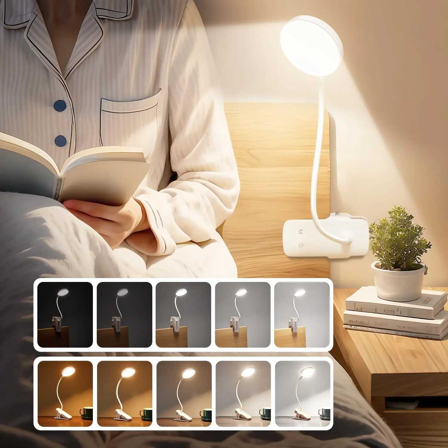 Led Table Lamp USB Rechargeable Night Light With Clamp Touch 3 Modes Dimming Eye Protection Light For Study Stand Reading Lamp M251120