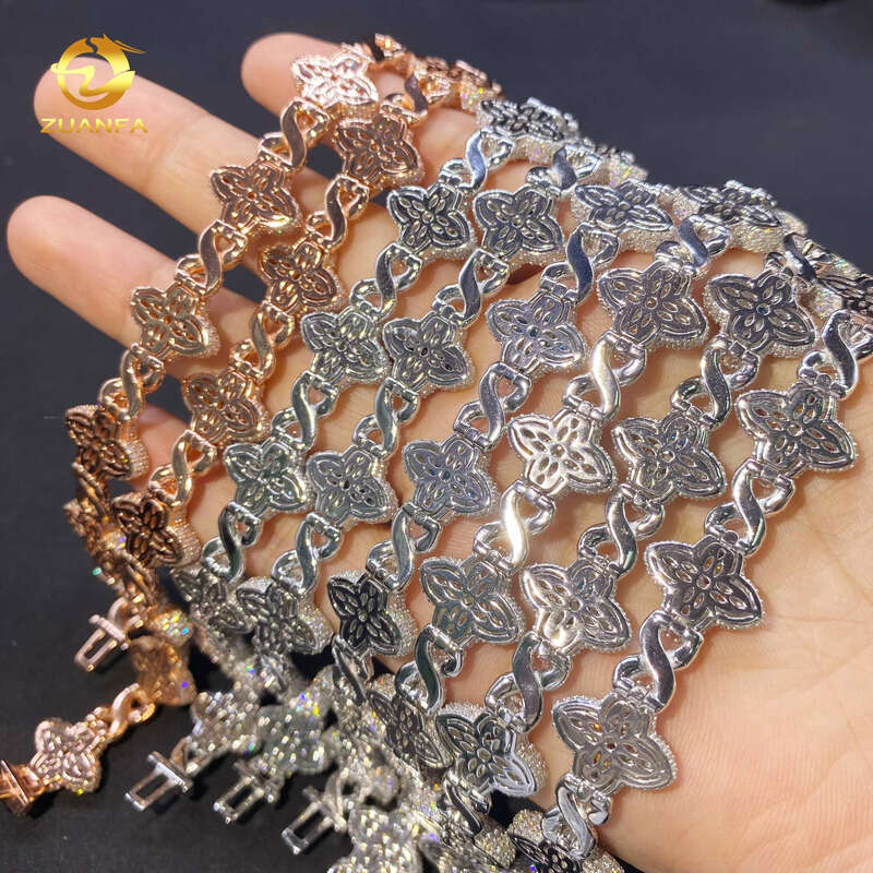 Pass Tester 15mm Sier Hip Hop Jewelry Marquise Cut VVS hip-hop moissanite Iced Out Cuban Bracelet