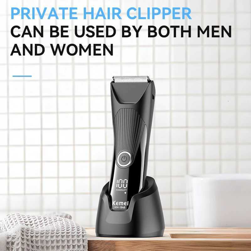 Kemei multi-function body hair trimmer private sideburns hair clipper LCD screen USB charging base KM-1848T251120