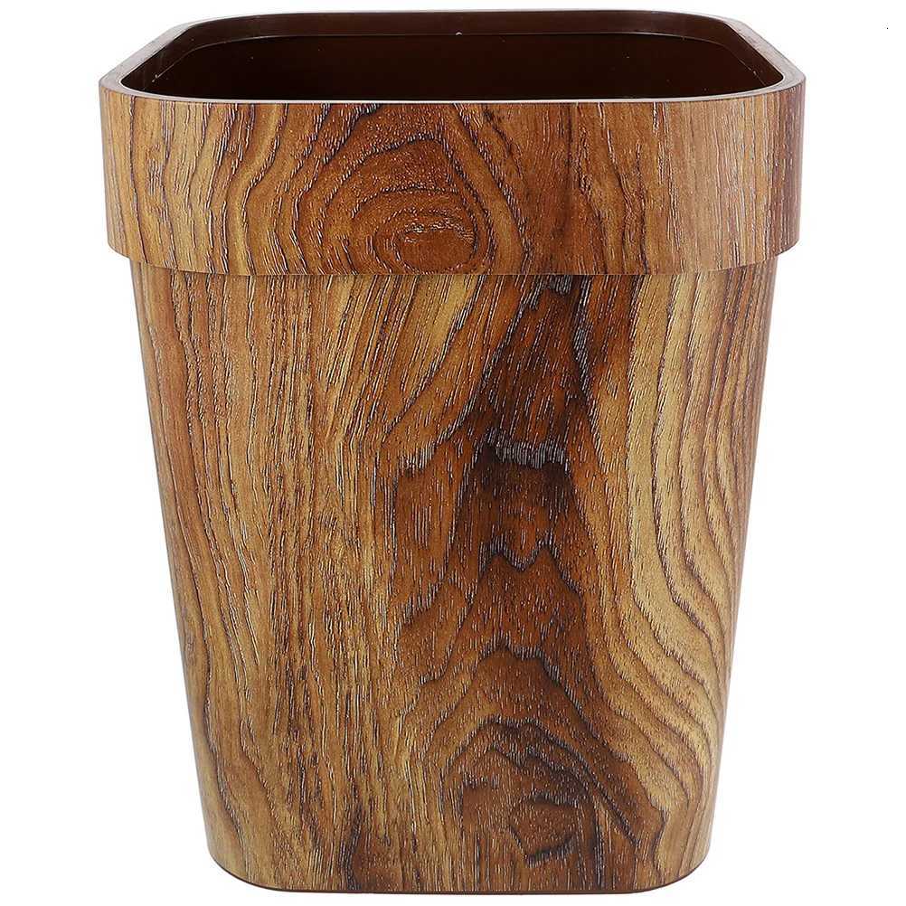 Imitation Wood Grain Plastic Waste Basket Large Capacity Garbage Can for Household Office Kitchen Multi-Function Trash Bin C251120