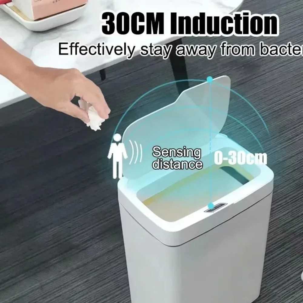 15L Automatic Sensor Trash Smart Bathroom Trash Can Automatic Bagging Electronic Trash Touchless Narrow Smart Sensor Garbage Bin C251120