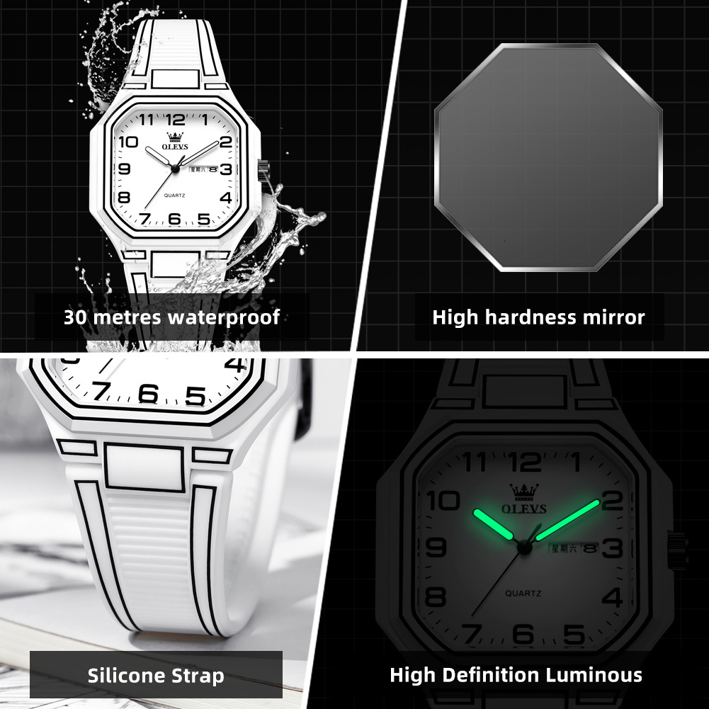 OLEVS Designer Men's Watches Silicone Straps Double Calendar Quartz Watches Luminous Men's Watches Luxury Watches Free Delivery And Wholesal