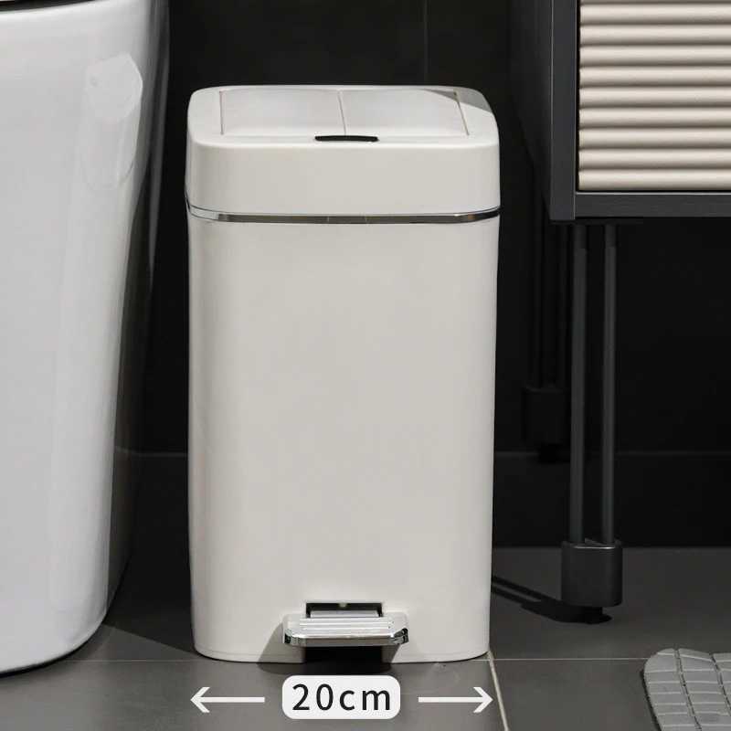 1 Pack Large Capacity Trash Can Press Foot Pedal To Open Lid Paper Basket Storage Bin Office Bedroom Living Room Bathroom C2511200
