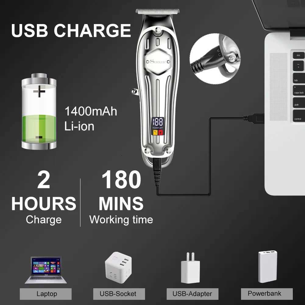 Surker Hair Trimmer For Men Trimmer Professional Clipper Electric Razor Rechargeable Cutting Machine USB chargeable to Barber I9T251120