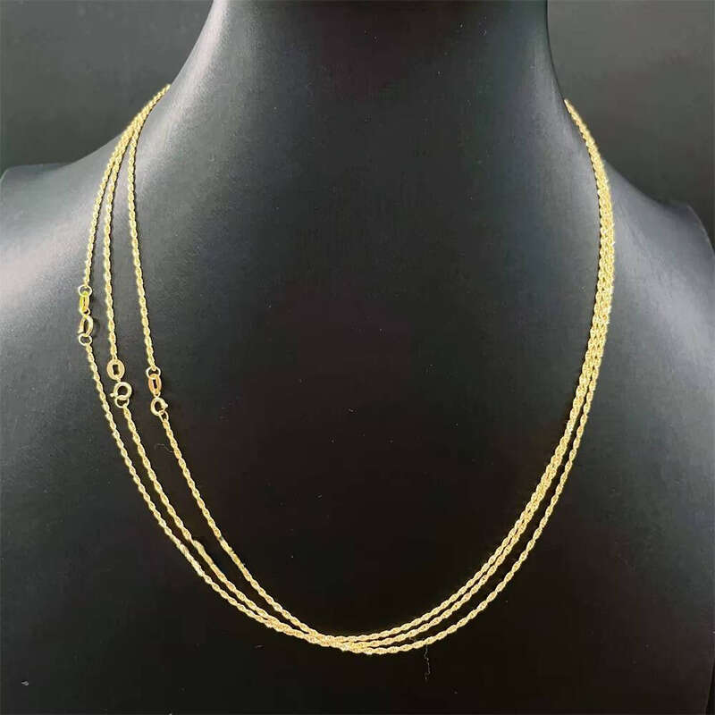 Bulk Sale Twisted Solid Au750 Real Gold Jewelry Rope Chain