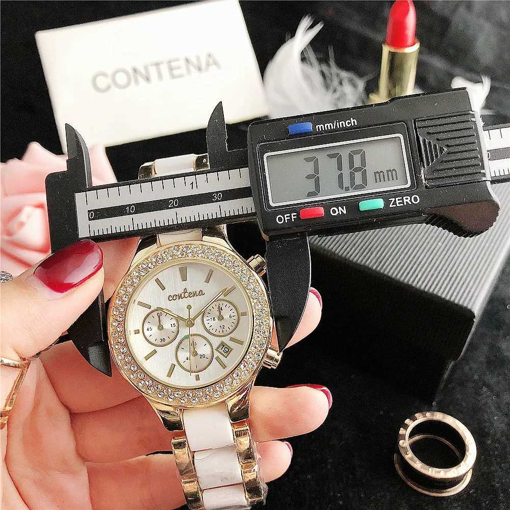CONTENA Brand Womens Watch Luxury Crystal Gold White Quartz Wristwatch for Women Fashion Elegant Female Clock Relogio FemininoXJ251120