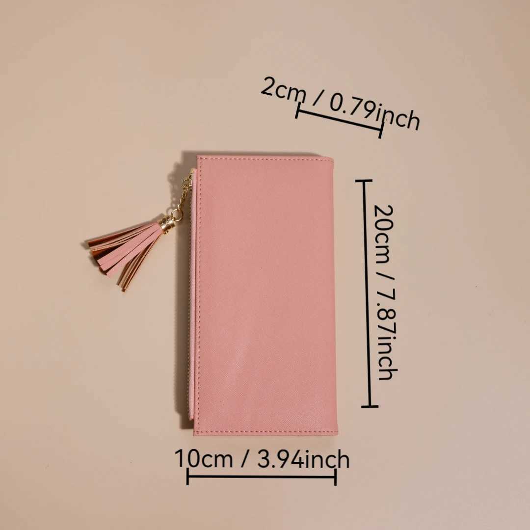 Womens Long Wallet Pu Solid Color Wallet Multi-Layer Card Case Zero Zipper Wallet Storage Id Card Bank Card Tassel ClutchW251120