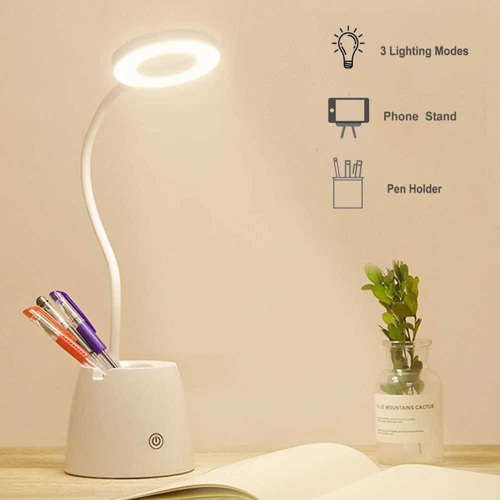 Dimmable Table Light Flexible Touch Control Reading Lamp Flexible Book Desk Night Light USB Rechargeable For Studying Bedside M251120