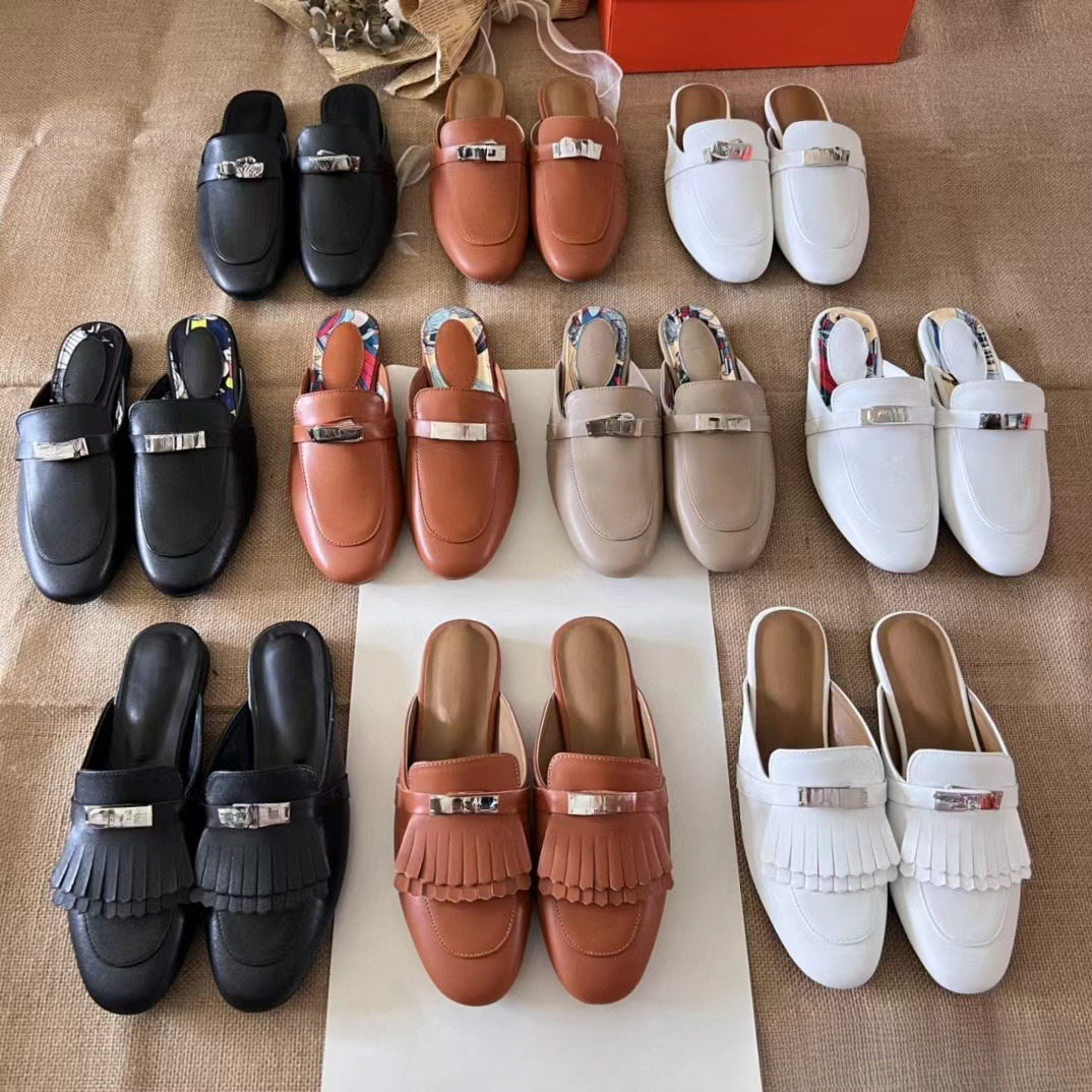 2025 New Designer Fashion Women's Flat Shoes Leather Casual Sandals