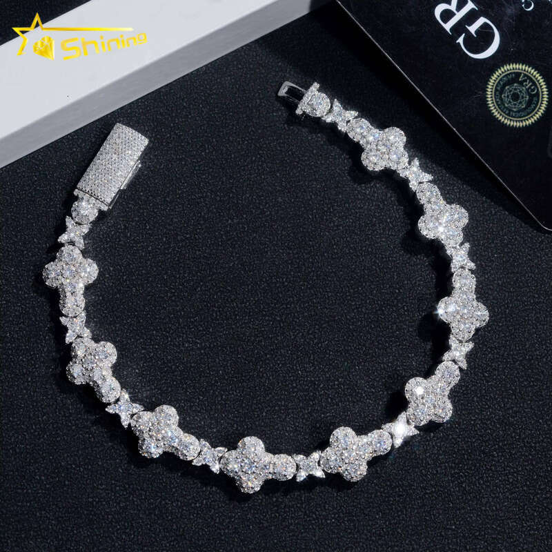 New Cross Iced Bracelet Pure Sier Chain Tester GRA Certified VVS Silicon Stone Tennis Necklace