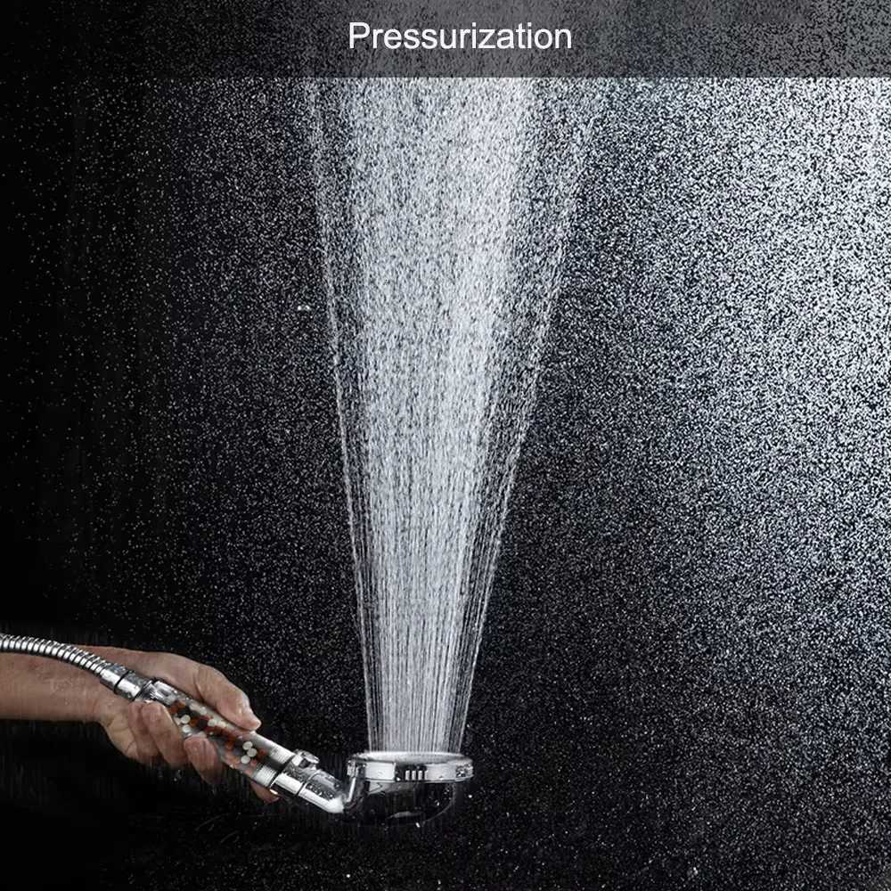 Mineral Balls 3 Modes High Pressure Shower Head with On/Off Switch Filter Water Saving Handheld Showerheads Bathroom AccessoriesM251120