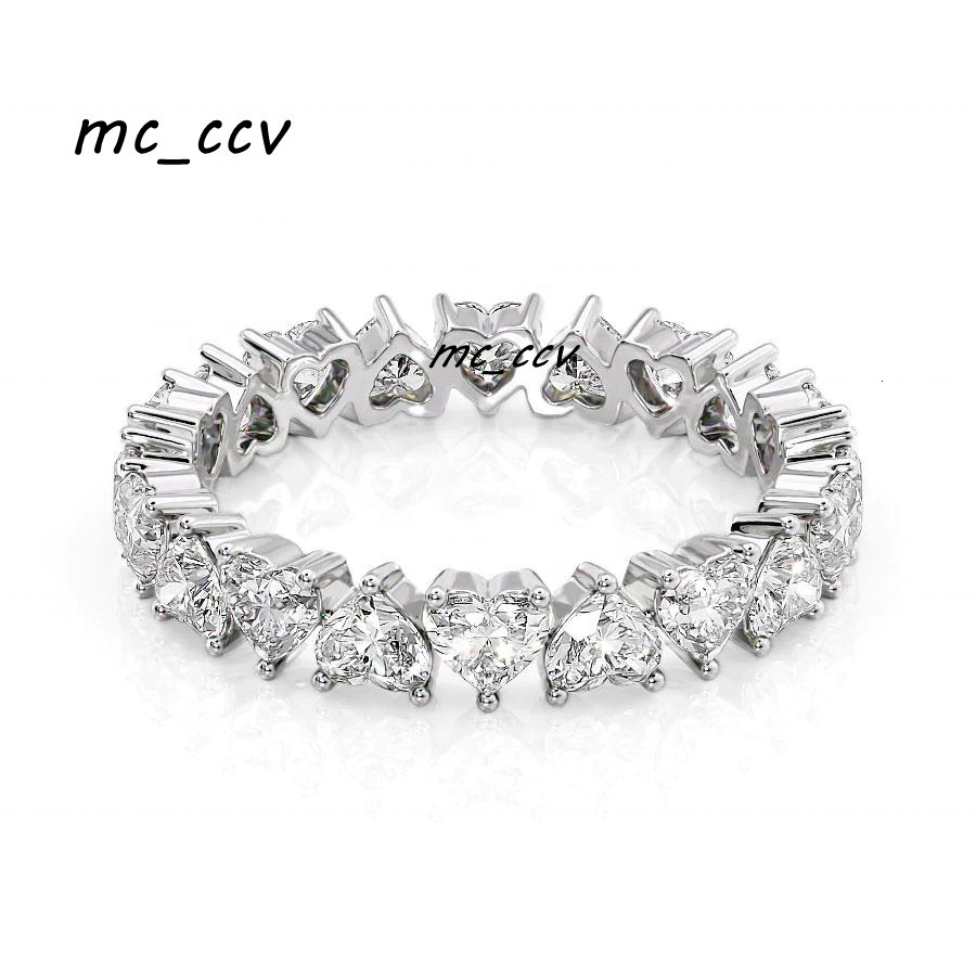 Engagement Ring 10k 14k 18k Solid Gold Heart Cut Moissanite Diamond Eternity Ring