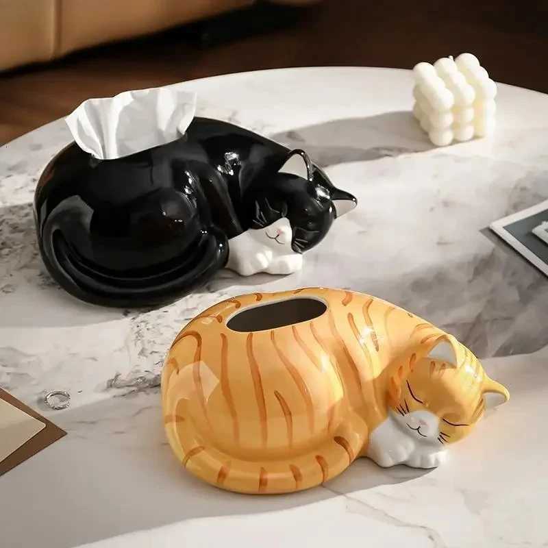 Cat Tissue Box Ceramic Paper Drawer Entrance Cabinet Water Bar Counter Living Room Coffee Desktop Creative Decoration Ornaments C251120