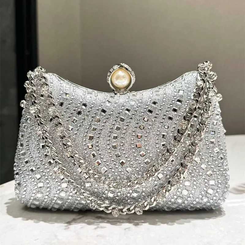 Fine Rhinestone Diamond Inlay Dinner Evening Bag Retro Luxury Gold Silver Blue Small Clutch For Women Wedding Party Shoulder Bag W251120