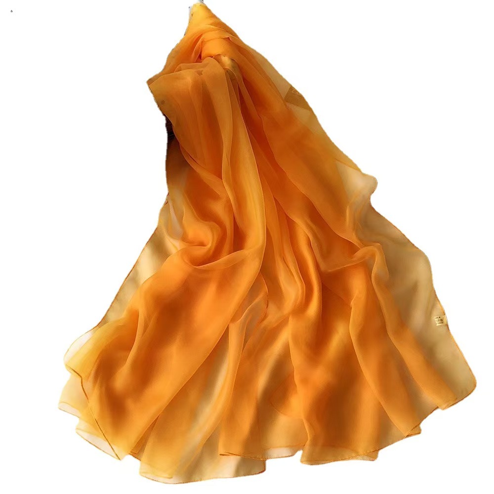 K457 Summer women's silk scarf sunscreen beach towel solid color long silk scarf wholesale new style lengthened imitation silk neck scarf thin
