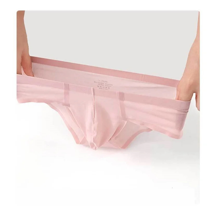 1 piece of mens sexy silk seamless underwear low waist Ushaped transparent pocket summer breathable high elasticity 250417