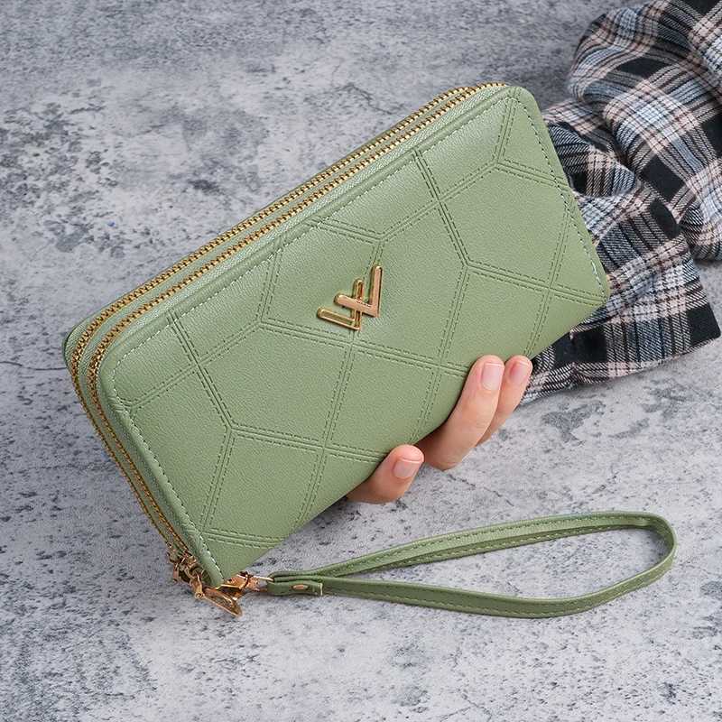 High-end wallet ladies long double zipper large capacity clutch bag high fashion simple double wallet mobile phone bagW251120