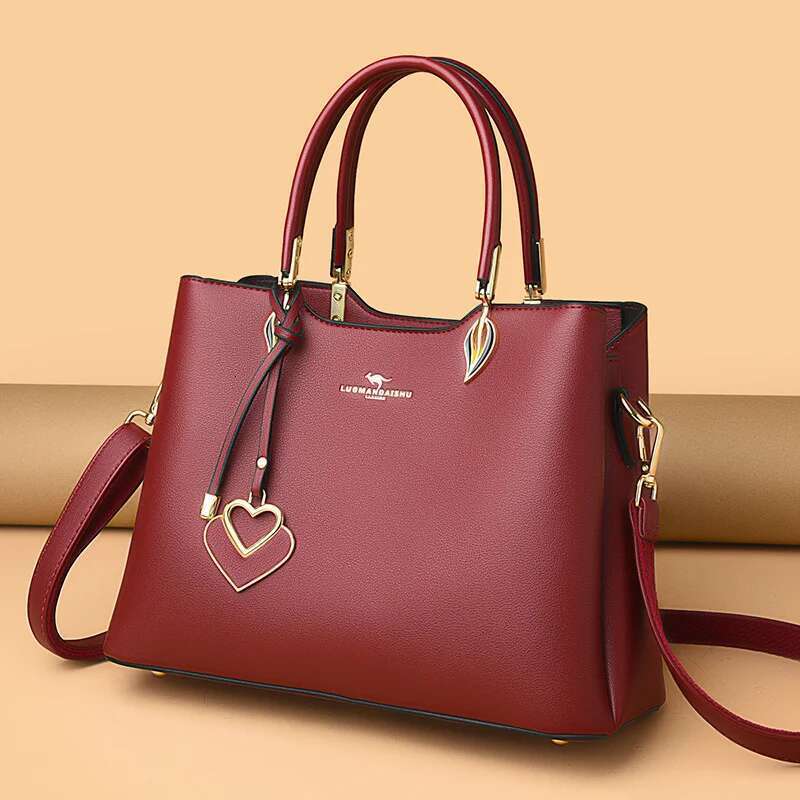 New 2024 Women Multi-Layers Top-Handle Bag Quality Leather Handbags Purses Female Designer Large Capacity Boston Ladies