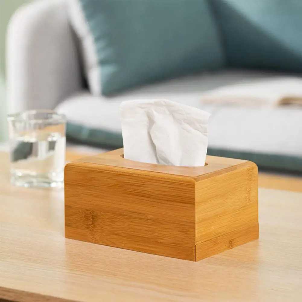 Creative Bamboo Tissue Box Car Home Rectangle Shaped Container Towel Napkin For Home Office Desktop Organize Boxes C251120