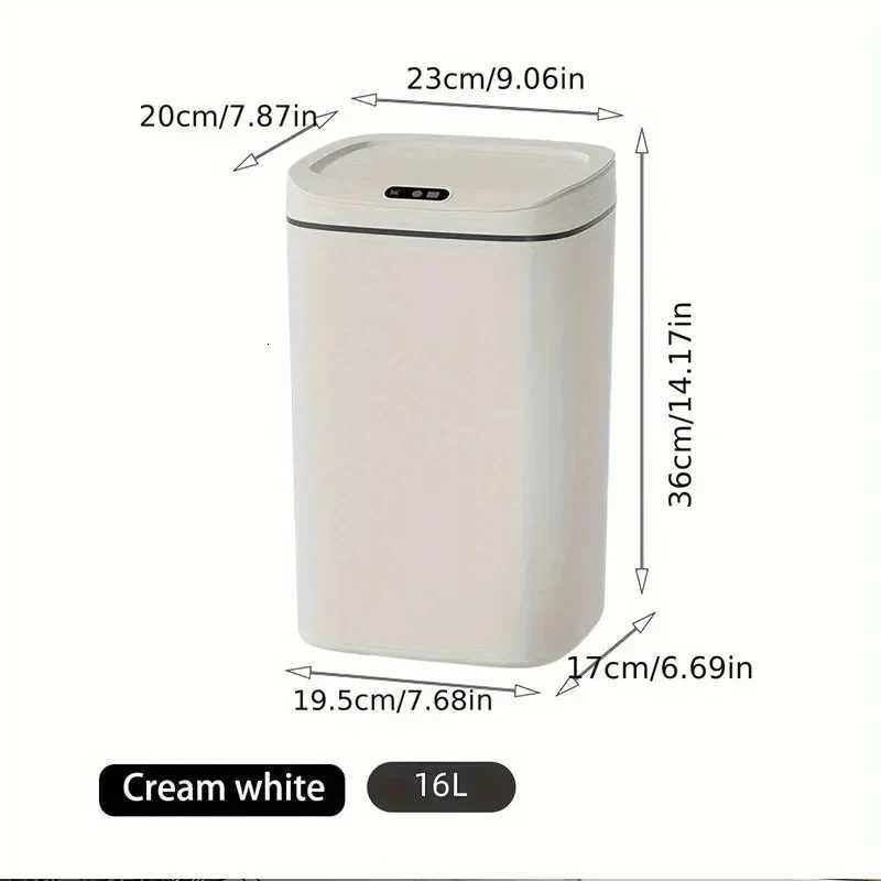 16L Smart Sensor Trash Can Waterproof Garbage Storage Box with Lid Three-sensor Mode USB Bathroom Kitchen Bedroom Wastebasket C251120