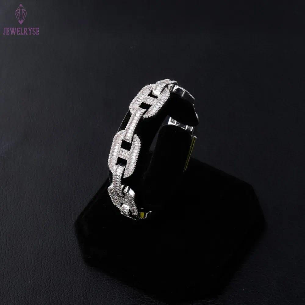 14mm Big Box Clasp Cuban Link Bracelet Tennis Gold Sier Plated Iced Out Baguette Zircon Men Hip hop Jewelry