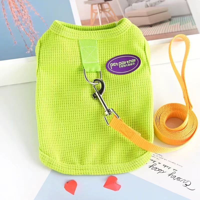 T0026Pet dog clothes deer dog teddy bear panda vest anti-hair loss belt traction rope