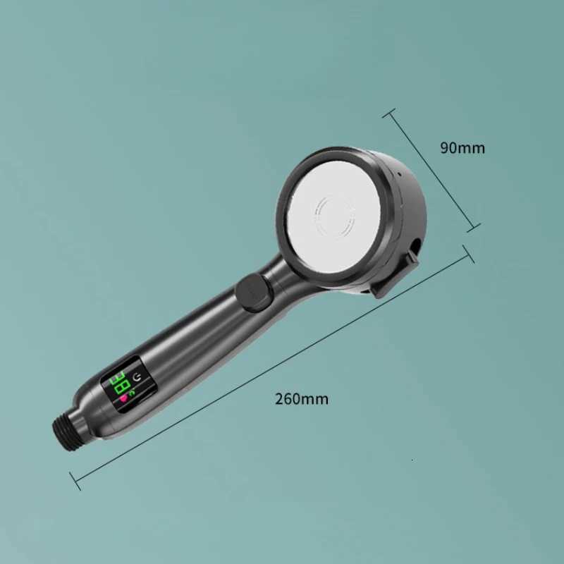 Digital LED Handheld Shower Head Water Saving High Pressure Showerhead Pressurized Adjustable Spray LCD Temperature DisplayM251120