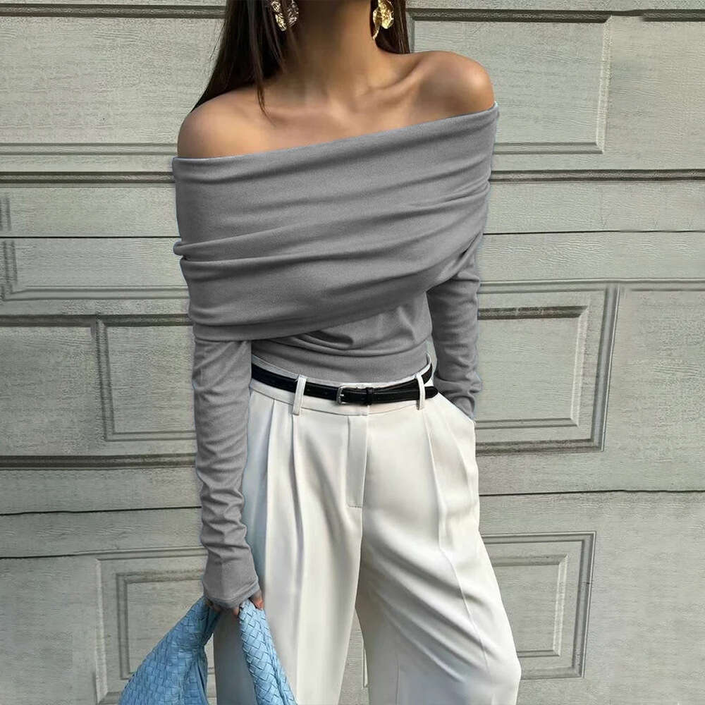 hoodie Women's Wear New Style One Temperament, Off Shoulder Design, Slim Fit And Slimming, Chest Wrapped Knitted Sweater For Women jacket
