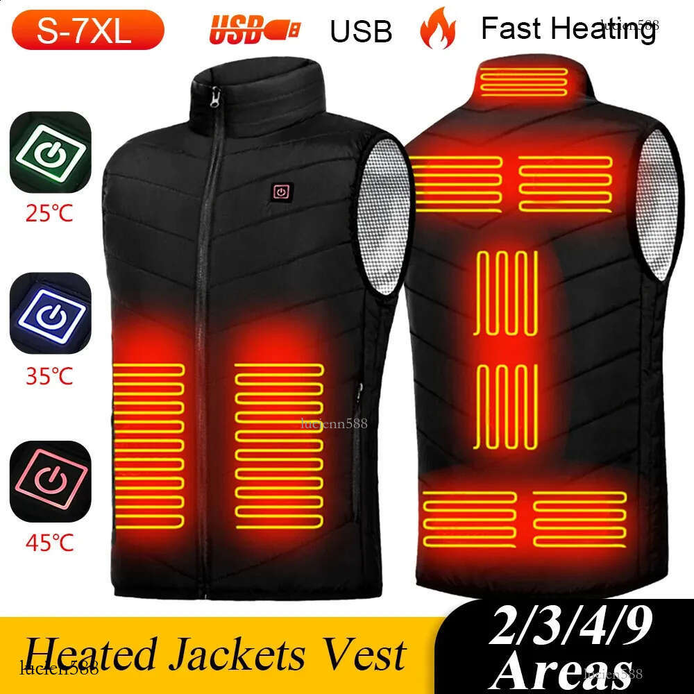 9 Heated Vest Zones Electric Heated Jackets Men Women Sportswear Heated Coat Graphene Heat Coat USB Heating Jacket For Camping 240829