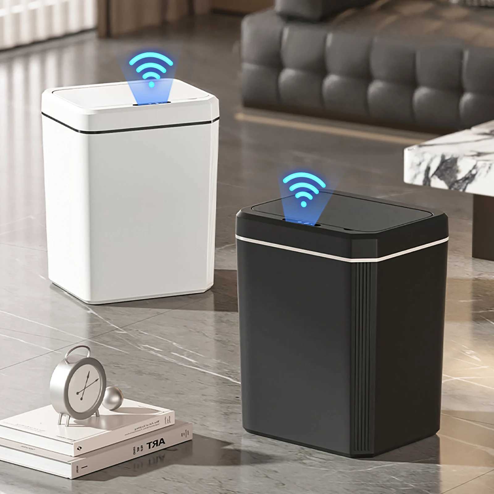 House Smart Sensor Trash Can Intelligent Touchless Trash Can Quiet Auto Motion Sensor Waste Bin for Kitchen Bathroom C251120