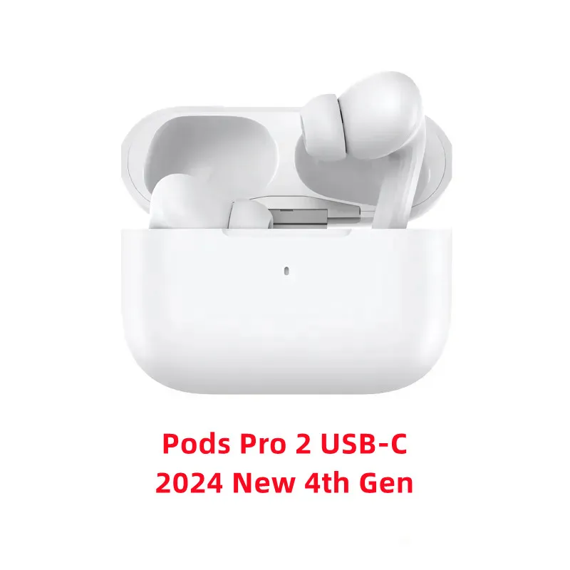 Luxury Quality New 4th Gen Noise Cancelling Pods Pro 2 With ANC TWS Wireless Bluetooth Earphones Pods 2 Earbuds Handfree Headset USB-C charging For iPhone Headphones