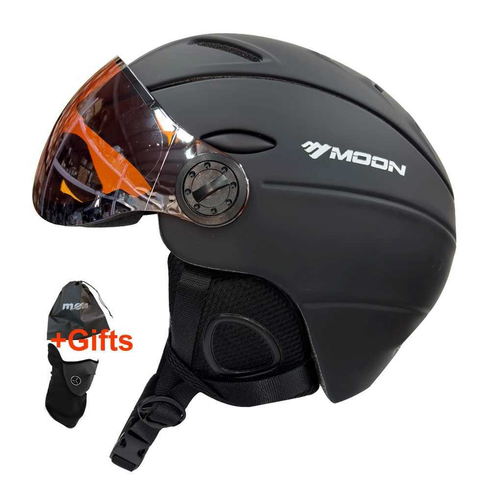 MOON Professional Integrally-molded Half-covered Ski Helmet Sports men women snow Skiing Snowboard Helmets with Goggles cover L251120