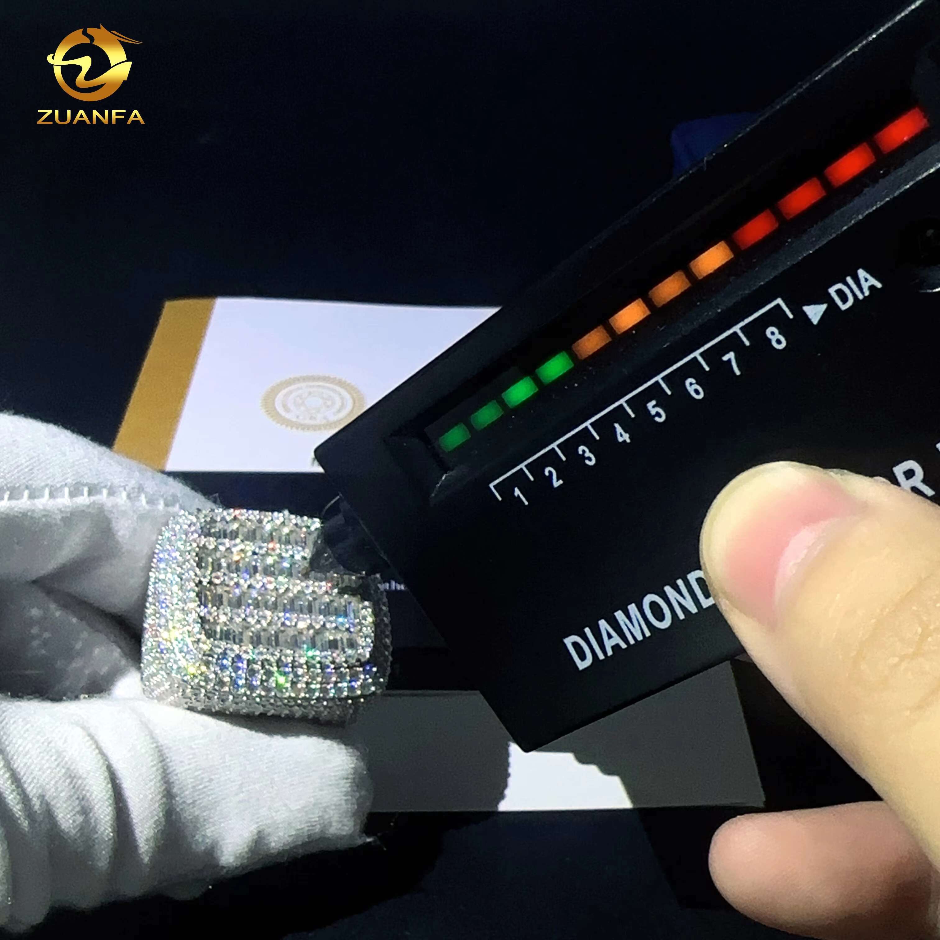 Luxury Silver Mens Rings 925 Hip Hop Style Big square Rings Moissanite Engagement Rings