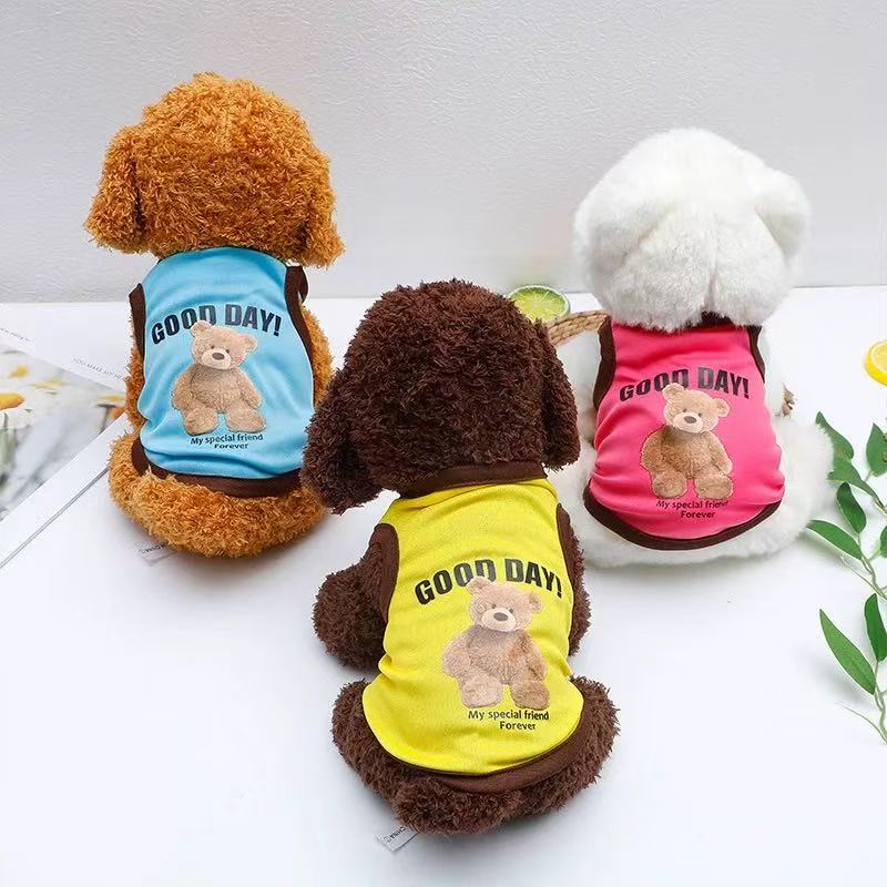 T0006Dog clothes small dog summer thin clothes pet striped dog clothes four seasons corgi teddy vest 2025 new